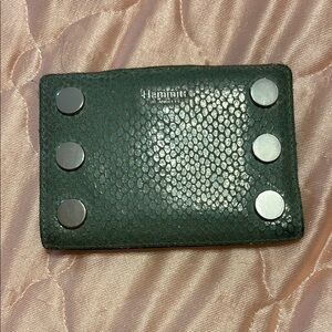 Hammitt Textured Green Card Holder with Silver Studs